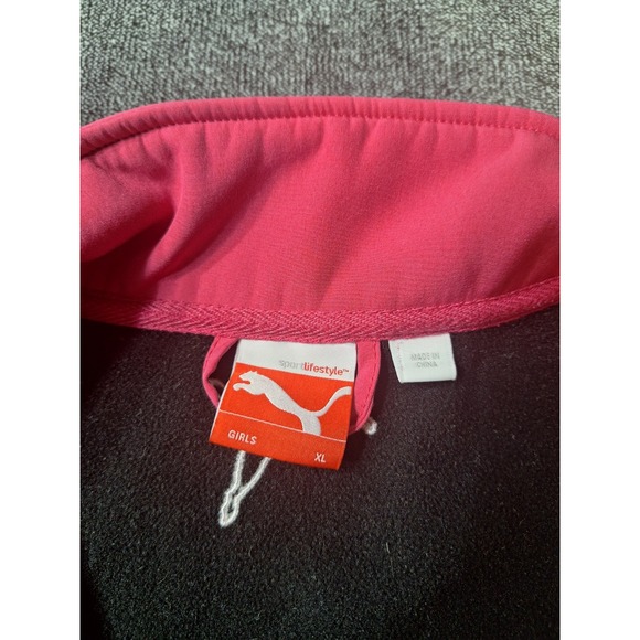 Puma Girls Soft Shell Full Zip Jacket XL Black Pink Microfiber Scuba Active - Picture 5 of 7